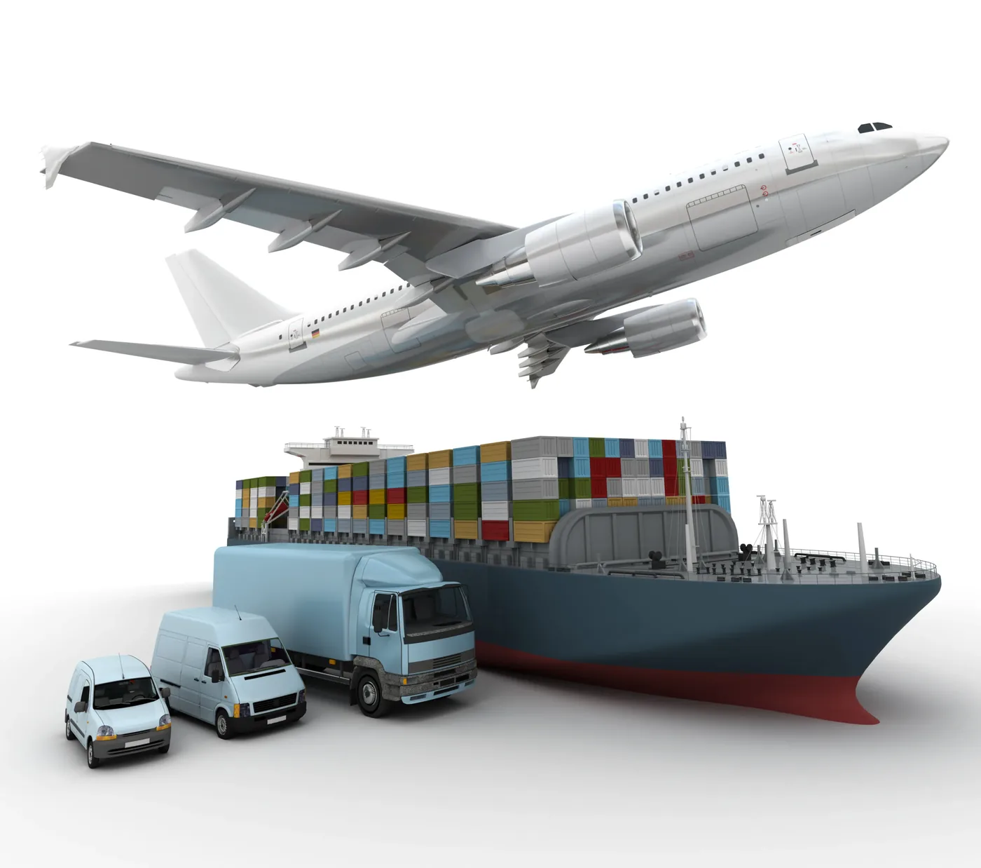 Avión, buque portacontenedores, camión y vehículos de reparto: los modos de transporte que coordinamos